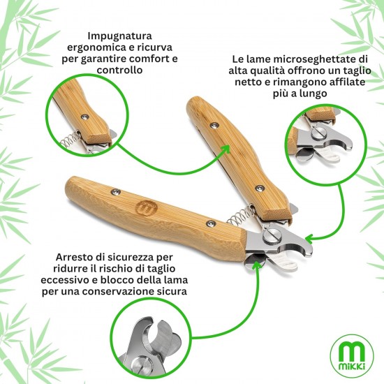 Mikki, Bamboo Dog & Cat Claw Clippers with Safety Stop to Reduce Risk of Overcutting, Micro Serrated Blades for a Clean Cut, Small Mikki, Bamboo Dog & Cat Claw Clippers with Safety Stop to Reduce Risk of Overcutting, Micro Serrated Blades for a Clean Cut, Small