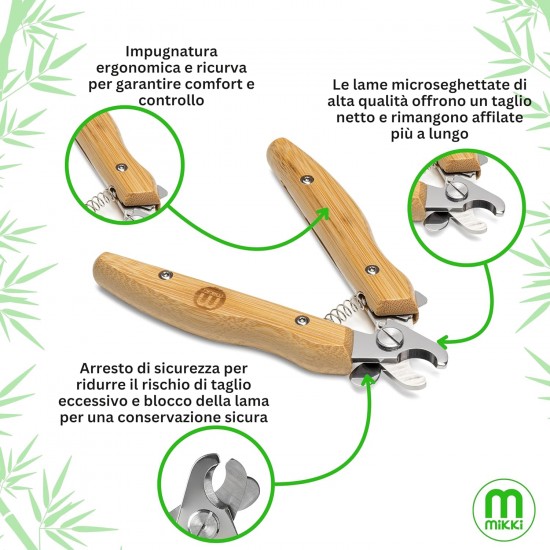 Mikki, Bamboo Dog & Cat Claw Clippers with Safety Stop to Reduce Risk of Overcutting, Micro Serrated Blades for a Clean Cut, Small Mikki, Bamboo Dog & Cat Claw Clippers with Safety Stop to Reduce Risk of Overcutting, Micro Serrated Blades for a Clean Cut, Small