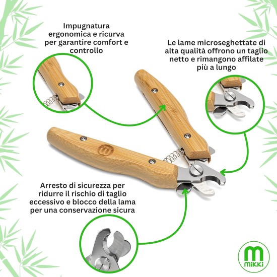 Mikki, Bamboo Dog & Cat Claw Clippers with Safety Stop to Reduce Risk of Overcutting, Micro Serrated Blades for a Clean Cut, Large Mikki, Bamboo Dog & Cat Claw Clippers with Safety Stop to Reduce Risk of Overcutting, Micro Serrated Blades for a Clean Cut, Large