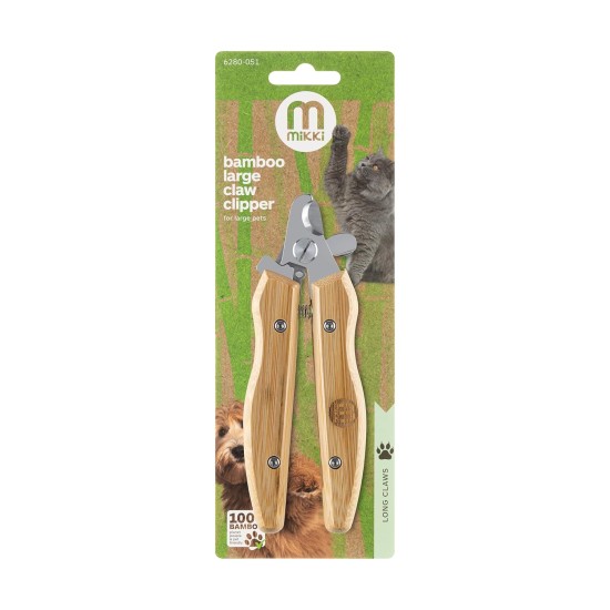 Mikki, Bamboo Dog & Cat Claw Clippers with Safety Stop to Reduce Risk of Overcutting, Micro Serrated Blades for a Clean Cut, Large Mikki, Bamboo Dog & Cat Claw Clippers with Safety Stop to Reduce Risk of Overcutting, Micro Serrated Blades for a Clean Cut, Large