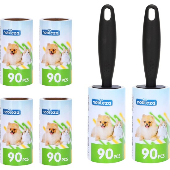 Nobleza Lint Brush Pet Hair, Reusable Lint Roller, Pet Hair Remover with Extremely Easy Cleaning, Self-Cleaning Pet Hair Remover for Cat Hair and Dog Hair Removal Nobleza Lint Brush Pet Hair, Reusable Lint Roller, Pet Hair Remover with Extremely Easy Cleaning, Self-Cleaning Pet Hair Remover for Cat Hair and Dog Hair Removal