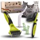 ORIENTPAW® Professional Cat Brush Set of 3 - Cat Care Set - 100% Comfort & Hygiene Thanks to Rounded Massage Bristles - Self-Cleaning Cat Fur Brush for Short Hair & Long Hair - Undercoat Brush Cats
