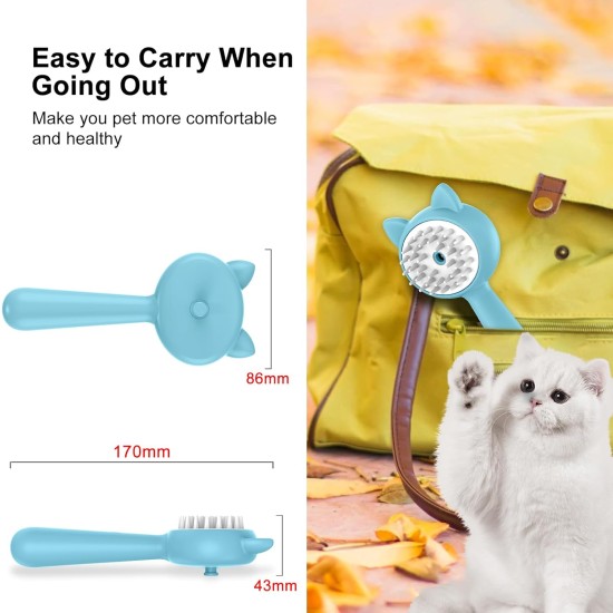 Osinaga Cat Brush, Universal Pet Brush, Cat Brush Long and Short Hair, Cat Hair Brush for Removing Loose Fur and Massage, Cat Brush with Steam 3-in-1 Osinaga Cat Brush, Universal Pet Brush, Cat Brush Long and Short Hair, Cat Hair Brush for Removing Loose Fur and Massage, Cat Brush with Steam 3-in-1