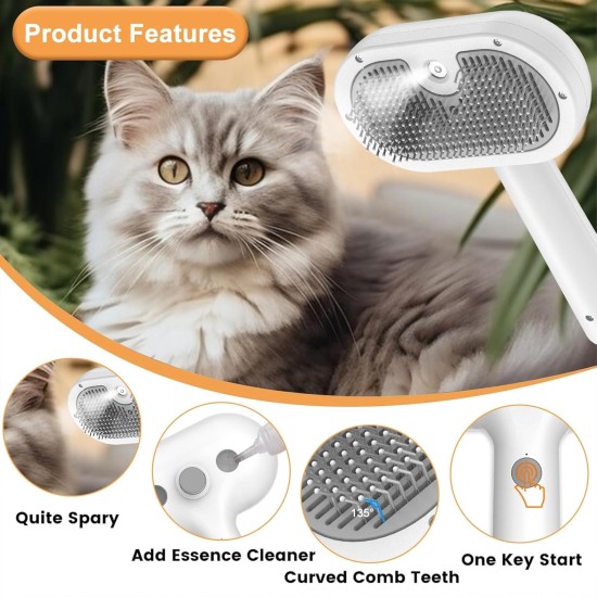 Osinaga Cat Brush, Universal Pet Brush, Cat Brush Long and Short Hair, Cat Hair Brush for Removing Loose Fur and Massage, Cat Brush with Steam 3-in-1 Osinaga Cat Brush, Universal Pet Brush, Cat Brush Long and Short Hair, Cat Hair Brush for Removing Loose Fur and Massage, Cat Brush with Steam 3-in-1