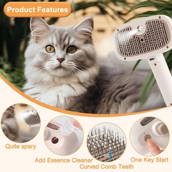 Osinaga Cat Brush, Universal Pet Brush, Cat Brush Long and Short Hair, Cat Hair Brush for Removing Loose Fur and Massage, Cat Brush with Steam 3-in-1 Osinaga Cat Brush, Universal Pet Brush, Cat Brush Long and Short Hair, Cat Hair Brush for Removing Loose Fur and Massage, Cat Brush with Steam 3-in-1