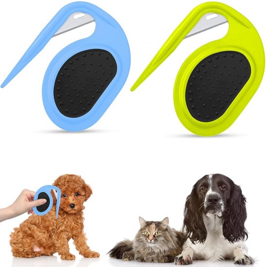 Pack of 2 Cat Dematting Knotting Comb, Knot Comb for Pets, Knot Comb Hair Removal Tool, Portable Dematting Comb, for Removing Matted Hair (Blue + Green) Pack of 2 Cat Dematting Knotting Comb, Knot Comb for Pets, Knot Comb Hair Removal Tool, Portable Dematting Comb, for Removing Matted Hair (Blue + Green)