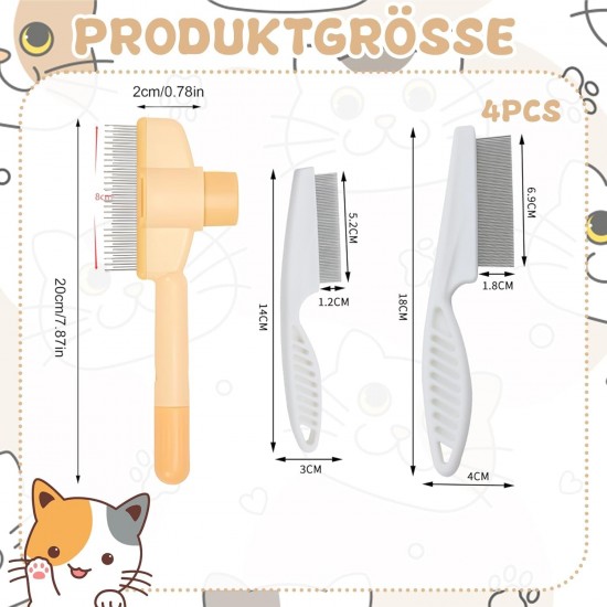Pack of 2 Fellblitz Cat Brush for Pets, with 2 Flea Combs, Cat Comb for Cats and Dogs, Ideal for Short-Haired and Longhaired Pets, Made of PP Plastic and Stainless Steel Pack of 2 Fellblitz Cat Brush for Pets, with 2 Flea Combs, Cat Comb for Cats and Dogs, Ideal for Short-Haired and Longhaired Pets, Made of PP Plastic and Stainless Steel