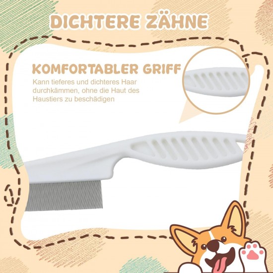 Pack of 2 Fellblitz Cat Brush for Pets, with 2 Flea Combs, Cat Comb for Cats and Dogs, Ideal for Short-Haired and Longhaired Pets, Made of PP Plastic and Stainless Steel Pack of 2 Fellblitz Cat Brush for Pets, with 2 Flea Combs, Cat Comb for Cats and Dogs, Ideal for Short-Haired and Longhaired Pets, Made of PP Plastic and Stainless Steel