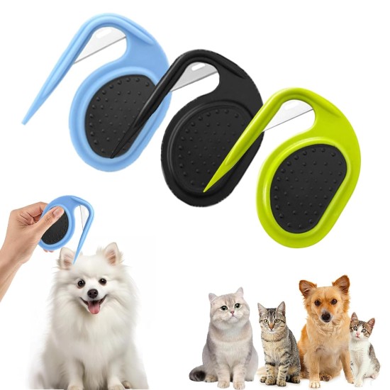 Pack of 3 Pet Knotting Comb, Knot Comb for Pets, Dematting Knife Cat, Care Knife for Long-Haired Pets, Knot Comb for Cat, for Removing Tangled Hair (Blue + Green + Black) Pack of 3 Pet Knotting Comb, Knot Comb for Pets, Dematting Knife Cat, Care Knife for Long-Haired Pets, Knot Comb for Cat, for Removing Tangled Hair (Blue + Green + Black)