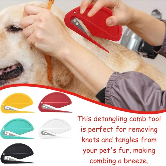 Pack of 5 Cat Detangling Knotting Comb, Detangler with Steel Blade, Cat Long Hair, Knot Remover Cat, Knot Comb for Cats, for Removes Tangles and Hair Loss Pack of 5 Cat Detangling Knotting Comb, Detangler with Steel Blade, Cat Long Hair, Knot Remover Cat, Knot Comb for Cats, for Removes Tangles and Hair Loss