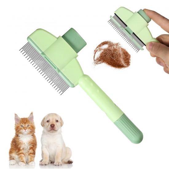 Pet Hair Removal Comb, Flea Comb, Cat Hair Brush with Release Button, Hair Removal Brush for Short and Long Haired Dogs, Cleaning Loose Knotted Fur (Green) Pet Hair Removal Comb, Flea Comb, Cat Hair Brush with Release Button, Hair Removal Brush for Short and Long Haired Dogs, Cleaning Loose Knotted Fur (Green)