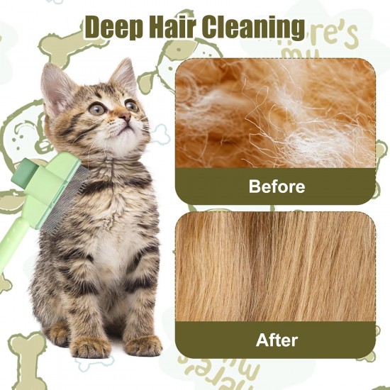 Pet Hair Removal Comb, Flea Comb, Cat Hair Brush with Release Button, Hair Removal Brush for Short and Long Haired Dogs, Cleaning Loose Knotted Fur (Green) Pet Hair Removal Comb, Flea Comb, Cat Hair Brush with Release Button, Hair Removal Brush for Short and Long Haired Dogs, Cleaning Loose Knotted Fur (Green)
