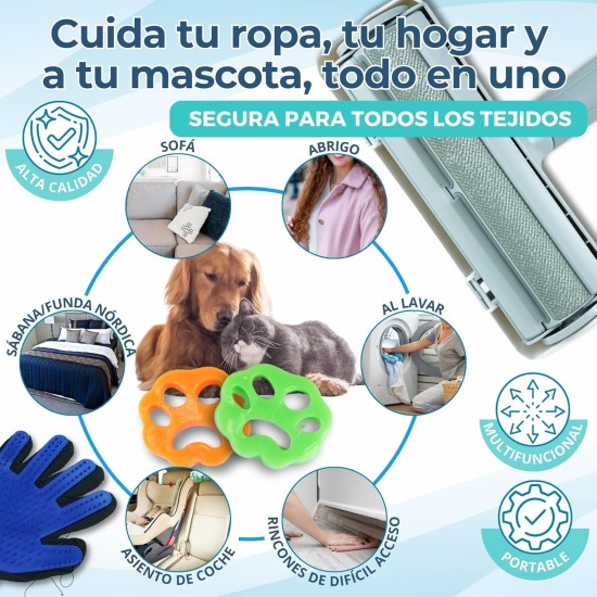 Pet Hair Removal Kit + Comb + Hair Bands for Washing Machine | Fur Remover for All Types of Surfaces, Washable and Reusable Pet Hair Removal Kit + Comb + Hair Bands for Washing Machine | Fur Remover for All Types of Surfaces, Washable and Reusable