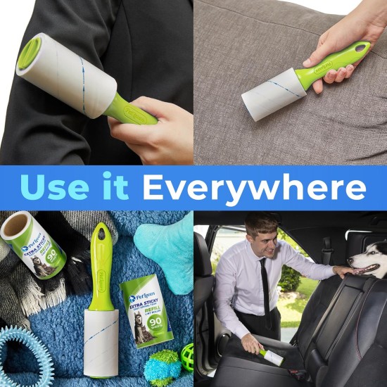 PetLovers Extra Sticky Lint Roller Mega Value Set 450 Sheets for Pet Hair Removal, Lint Remover Dog and Cat, 5 Pieces, Green PetLovers Extra Sticky Lint Roller Mega Value Set 450 Sheets for Pet Hair Removal, Lint Remover Dog and Cat, 5 Pieces, Green