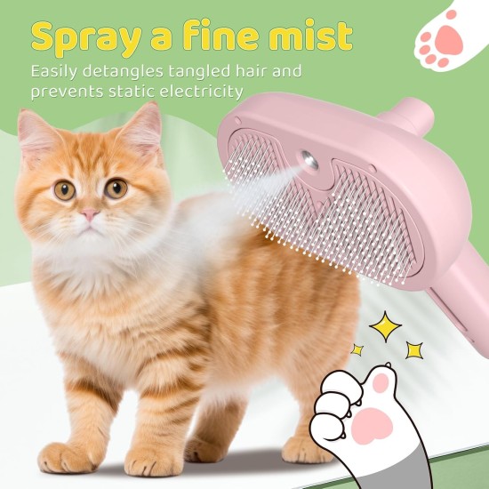 Pettidot Cat Brush with Steam Dog Brush, Steam Brush Cat and Dog Cat Hair Brush, Cat Comb Long Hair, Pet Hair Brush, Pink Pettidot Cat Brush with Steam Dog Brush, Steam Brush Cat and Dog Cat Hair Brush, Cat Comb Long Hair, Pet Hair Brush, Pink