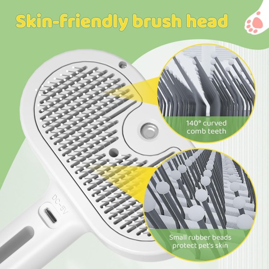 Pettidot Cat Brush with Steam Dog Brush, Steam Brush Cat and Dog Cat Hair Brush, Cat Comb Long Hair, Pet Hair Brush, Pink Pettidot Cat Brush with Steam Dog Brush, Steam Brush Cat and Dog Cat Hair Brush, Cat Comb Long Hair, Pet Hair Brush, Pink