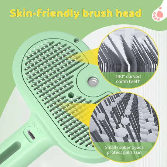 Pettidot Cat Brush with Steam Dog Brush, Steam Brush Cat and Dog Cat Hair Brush, Cat Comb Long Hair, Pet Hair Brush, Pink Pettidot Cat Brush with Steam Dog Brush, Steam Brush Cat and Dog Cat Hair Brush, Cat Comb Long Hair, Pet Hair Brush, Pink