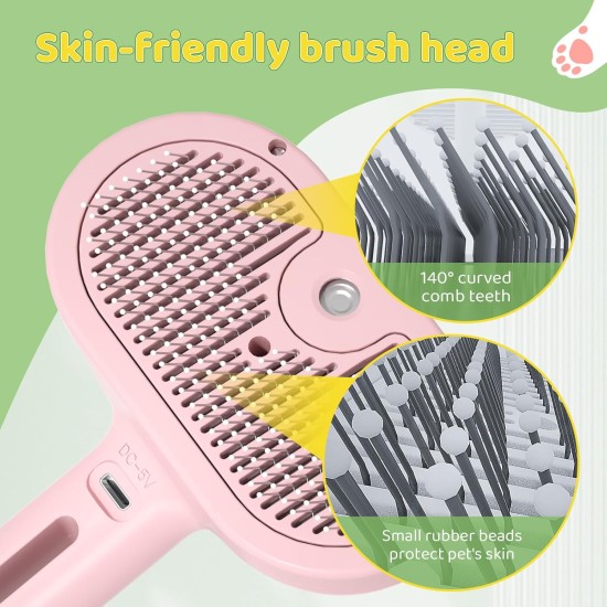 Pettidot Cat Brush with Steam Dog Brush, Steam Brush Cat and Dog Cat Hair Brush, Cat Comb Long Hair, Pet Hair Brush, Pink Pettidot Cat Brush with Steam Dog Brush, Steam Brush Cat and Dog Cat Hair Brush, Cat Comb Long Hair, Pet Hair Brush, Pink