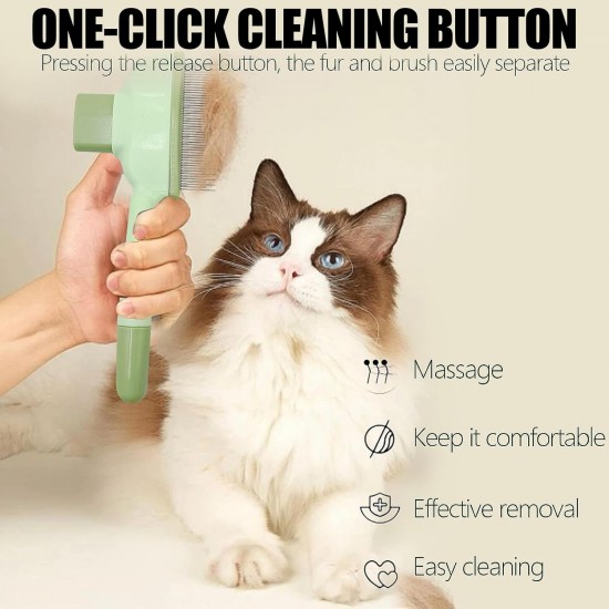 Poraceous Pack of 2 Self-Cleaning Flea Combs for Pets, Hair Removal Comb for Cats, Self-Cleaning Cat Brush, Care Comb Pets, for Long and Short Hair Care (Green + Yellow) Poraceous Pack of 2 Self-Cleaning Flea Combs for Pets, Hair Removal Comb for Cats, Self-Cleaning Cat Brush, Care Comb Pets, for Long and Short Hair Care (Green + Yellow)