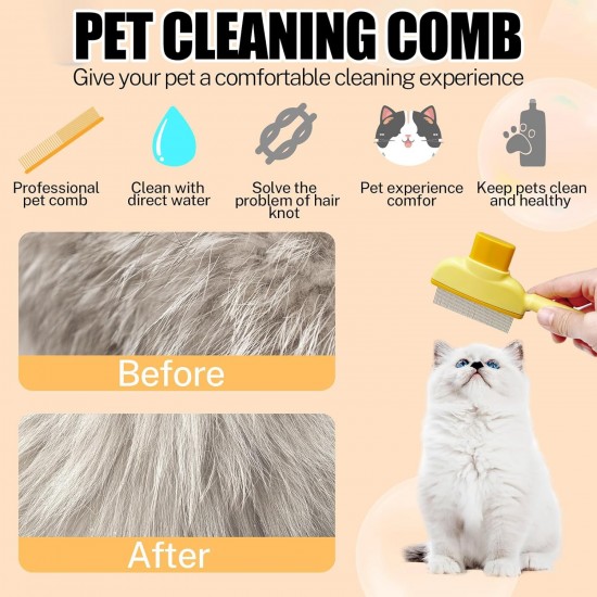 Poraceous Pack of 2 Self-Cleaning Flea Combs for Pets, Hair Removal Comb for Cats, Self-Cleaning Cat Brush, Care Comb Pets, for Long and Short Hair Care (Green + Yellow) Poraceous Pack of 2 Self-Cleaning Flea Combs for Pets, Hair Removal Comb for Cats, Self-Cleaning Cat Brush, Care Comb Pets, for Long and Short Hair Care (Green + Yellow)