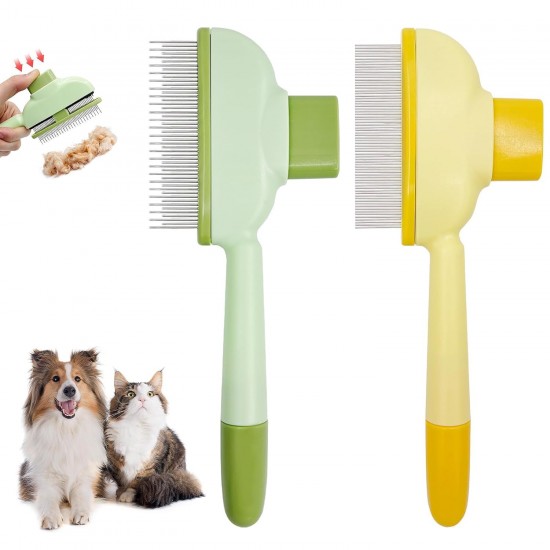 Poraceous Pack of 2 Self-Cleaning Flea Combs for Pets, Hair Removal Comb for Cats, Self-Cleaning Cat Brush, Care Comb Pets, for Long and Short Hair Care (Green + Yellow) Poraceous Pack of 2 Self-Cleaning Flea Combs for Pets, Hair Removal Comb for Cats, Self-Cleaning Cat Brush, Care Comb Pets, for Long and Short Hair Care (Green + Yellow)