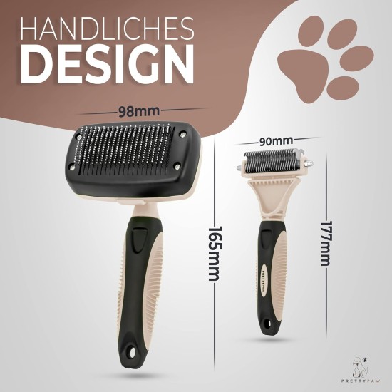 Pretty Paw ® Professional Cat Brush Set, Cat Care Set, 100% Hygiene & Comfort Thanks to Rounded Massage Bristles, Brush for Optimal Short and Long Hair, Undercoat Brush Pretty Paw ® Professional Cat Brush Set, Cat Care Set, 100% Hygiene & Comfort Thanks to Rounded Massage Bristles, Brush for Optimal Short and Long Hair, Undercoat Brush