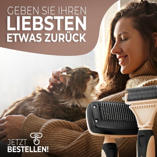 Pretty Paw ® Professional Cat Brush Set, Cat Care Set, 100% Hygiene & Comfort Thanks to Rounded Massage Bristles, Brush for Optimal Short and Long Hair, Undercoat Brush Pretty Paw ® Professional Cat Brush Set, Cat Care Set, 100% Hygiene & Comfort Thanks to Rounded Massage Bristles, Brush for Optimal Short and Long Hair, Undercoat Brush