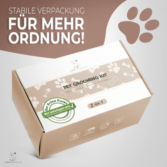Pretty Paw ® Professional Cat Brush Set, Cat Care Set, 100% Hygiene & Comfort Thanks to Rounded Massage Bristles, Brush for Optimal Short and Long Hair, Undercoat Brush Pretty Paw ® Professional Cat Brush Set, Cat Care Set, 100% Hygiene & Comfort Thanks to Rounded Massage Bristles, Brush for Optimal Short and Long Hair, Undercoat Brush