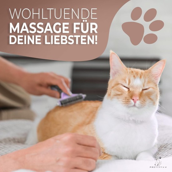 Pretty Paw® Cat Brush for Gentle and Precise Hair Removal, Suitable as a Cat Brush Long Hair & Cat Brush Short Hair Against Tangles, Comfortable Massaging Undercoat Brush Cat Pretty Paw® Cat Brush for Gentle and Precise Hair Removal, Suitable as a Cat Brush Long Hair & Cat Brush Short Hair Against Tangles, Comfortable Massaging Undercoat Brush Cat
