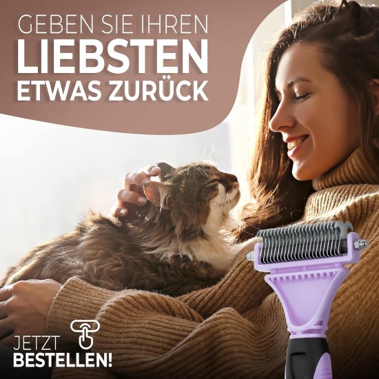 Pretty Paw® Cat Brush for Gentle and Precise Hair Removal, Suitable as a Cat Brush Long Hair & Cat Brush Short Hair Against Tangles, Comfortable Massaging Undercoat Brush Cat Pretty Paw® Cat Brush for Gentle and Precise Hair Removal, Suitable as a Cat Brush Long Hair & Cat Brush Short Hair Against Tangles, Comfortable Massaging Undercoat Brush Cat