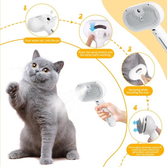 RCIDOS Steamy Cat Brush with Steam, Multifunctional Cat Spray Massage Comb, Steamy Cat Brush, Eliminate Flying Hair with One Button for Cats and Dogs (Pink) RCIDOS Steamy Cat Brush with Steam, Multifunctional Cat Spray Massage Comb, Steamy Cat Brush, Eliminate Flying Hair with One Button for Cats and Dogs (Pink)