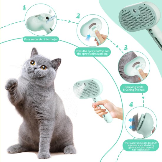 RCIDOS Steamy Cat Brush with Steam, Multifunctional Cat Spray Massage Comb, Steamy Cat Brush, Eliminate Flying Hair with One Button for Cats and Dogs (Pink) RCIDOS Steamy Cat Brush with Steam, Multifunctional Cat Spray Massage Comb, Steamy Cat Brush, Eliminate Flying Hair with One Button for Cats and Dogs (Pink)