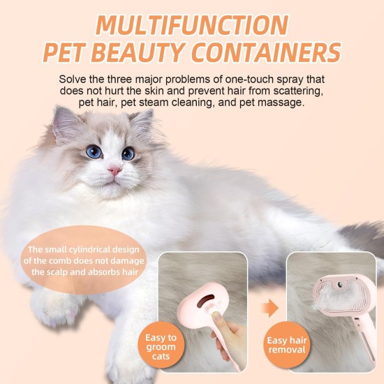 RCIDOS Steamy Cat Brush with Steam, Multifunctional Cat Spray Massage Comb, Steamy Cat Brush, Eliminate Flying Hair with One Button for Cats and Dogs (Pink) RCIDOS Steamy Cat Brush with Steam, Multifunctional Cat Spray Massage Comb, Steamy Cat Brush, Eliminate Flying Hair with One Button for Cats and Dogs (Pink)