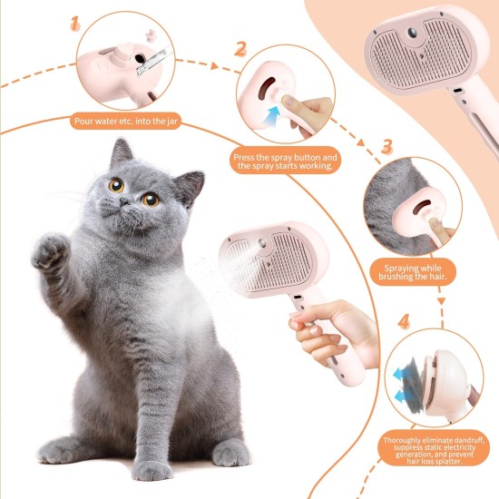 RCIDOS Steamy Cat Brush with Steam, Multifunctional Cat Spray Massage Comb, Steamy Cat Brush, Eliminate Flying Hair with One Button for Cats and Dogs (Pink) RCIDOS Steamy Cat Brush with Steam, Multifunctional Cat Spray Massage Comb, Steamy Cat Brush, Eliminate Flying Hair with One Button for Cats and Dogs (Pink)