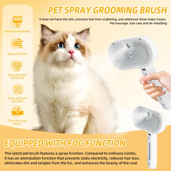 RCIDOS Steamy Dog Brush, Cat Brush, Small Animal Brush, Cat Brush, Long Hair and Short Hair Steam Brush for Cats, Dogs, Small Animals, Clean Pet Hair from the Brush with One RCIDOS Steamy Dog Brush, Cat Brush, Small Animal Brush, Cat Brush, Long Hair and Short Hair Steam Brush for Cats, Dogs, Small Animals, Clean Pet Hair from the Brush with One