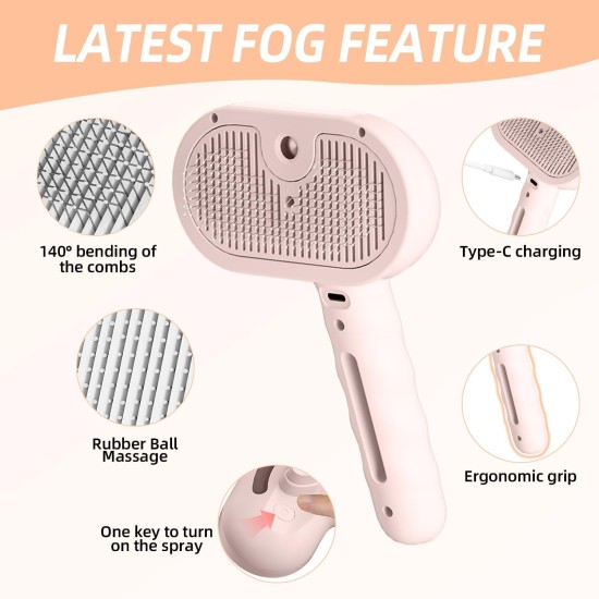 RCIDOS Steamy Dog Brush, Cat Brush, Small Animal Brush, Cat Brush, Long Hair and Short Hair Steam Brush for Cats, Dogs, Small Animals, Clean Pet Hair from the Brush with One RCIDOS Steamy Dog Brush, Cat Brush, Small Animal Brush, Cat Brush, Long Hair and Short Hair Steam Brush for Cats, Dogs, Small Animals, Clean Pet Hair from the Brush with One