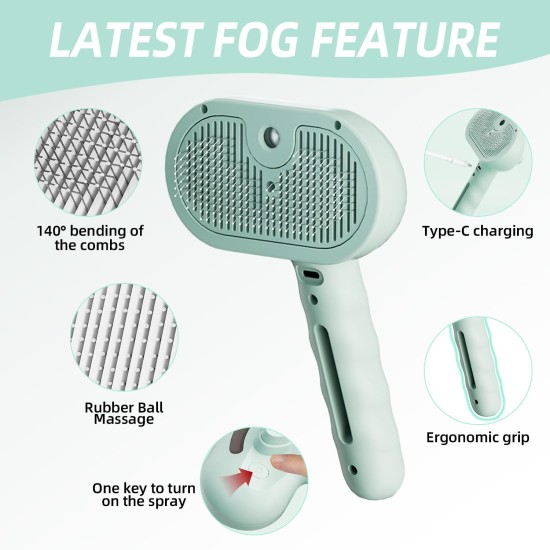 RCIDOS Steamy Dog Brush, Cat Brush, Small Animal Brush, Cat Brush, Long Hair and Short Hair Steam Brush for Cats, Dogs, Small Animals, Clean Pet Hair from the Brush with One RCIDOS Steamy Dog Brush, Cat Brush, Small Animal Brush, Cat Brush, Long Hair and Short Hair Steam Brush for Cats, Dogs, Small Animals, Clean Pet Hair from the Brush with One
