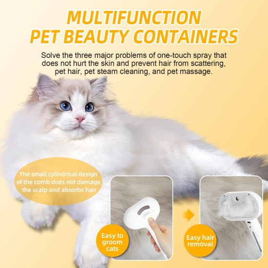 RCIDOS Steamy Dog Brush, Cat Brush, Small Animal Brush, Cat Brush, Long Hair and Short Hair Steam Brush for Cats, Dogs, Small Animals, Clean Pet Hair from the Brush with One RCIDOS Steamy Dog Brush, Cat Brush, Small Animal Brush, Cat Brush, Long Hair and Short Hair Steam Brush for Cats, Dogs, Small Animals, Clean Pet Hair from the Brush with One