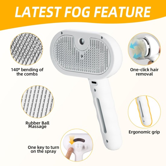 RCIDOS Steamy Dog Brush, Cat Brush, Small Animal Brush, Cat Brush, Long Hair and Short Hair Steam Brush for Cats, Dogs, Small Animals, Clean Pet Hair from the Brush with One RCIDOS Steamy Dog Brush, Cat Brush, Small Animal Brush, Cat Brush, Long Hair and Short Hair Steam Brush for Cats, Dogs, Small Animals, Clean Pet Hair from the Brush with One