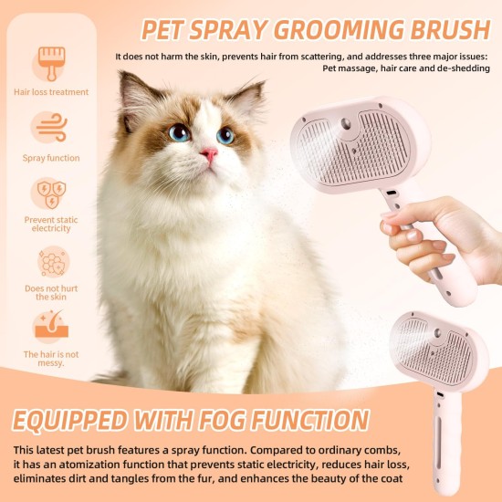 RCIDOS Steamy Dog Brush, Cat Brush, Small Animal Brush, Cat Brush, Long Hair and Short Hair Steam Brush for Cats, Dogs, Small Animals, Clean Pet Hair from the Brush with One RCIDOS Steamy Dog Brush, Cat Brush, Small Animal Brush, Cat Brush, Long Hair and Short Hair Steam Brush for Cats, Dogs, Small Animals, Clean Pet Hair from the Brush with One