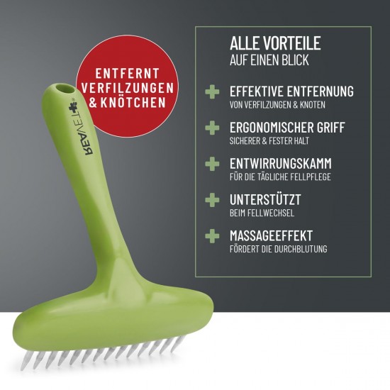 ReaVET 2-in-1 Fur Comb for Dogs and Cats with Medium to Long Hair, Double Comb, Ideal for Loosening Knots & Tangles, Dog, Cat, Dog Comb, Cat Comb for Daily Grooming ReaVET 2-in-1 Fur Comb for Dogs and Cats with Medium to Long Hair, Double Comb, Ideal for Loosening Knots & Tangles, Dog, Cat, Dog Comb, Cat Comb for Daily Grooming