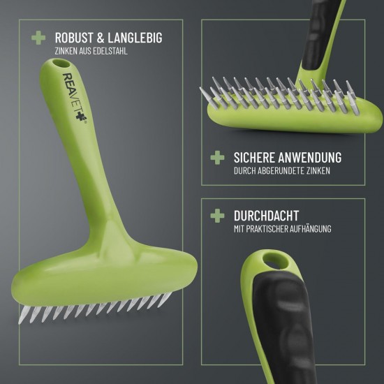 ReaVET 2-in-1 Fur Comb for Dogs and Cats with Medium to Long Hair, Double Comb, Ideal for Loosening Knots & Tangles, Dog, Cat, Dog Comb, Cat Comb for Daily Grooming ReaVET 2-in-1 Fur Comb for Dogs and Cats with Medium to Long Hair, Double Comb, Ideal for Loosening Knots & Tangles, Dog, Cat, Dog Comb, Cat Comb for Daily Grooming