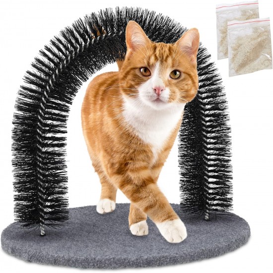 Relaxdays Cat Scratching Arch, Includes 2x Catnip, Cat Brush for All Hairs, Black Relaxdays Cat Scratching Arch, Includes 2x Catnip, Cat Brush for All Hairs, Black