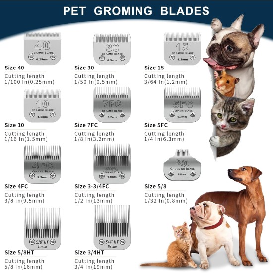 Removable Blades for Dog Grooming with 5/8 Wide Toe, Compatible with Heiniger/Moser Max45/Andis/Oster A5 Clippers, Cutting Length 1/32 Inch Removable Blades for Dog Grooming with 5/8 Wide Toe, Compatible with Heiniger/Moser Max45/Andis/Oster A5 Clippers, Cutting Length 1/32 Inch