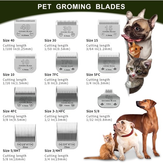 Removable Blades for Dog Grooming with 5/8 Wide Toe, Compatible with Heiniger/Moser Max45/Andis/Oster A5 Clippers, Cutting Length 1/32 Inch Removable Blades for Dog Grooming with 5/8 Wide Toe, Compatible with Heiniger/Moser Max45/Andis/Oster A5 Clippers, Cutting Length 1/32 Inch
