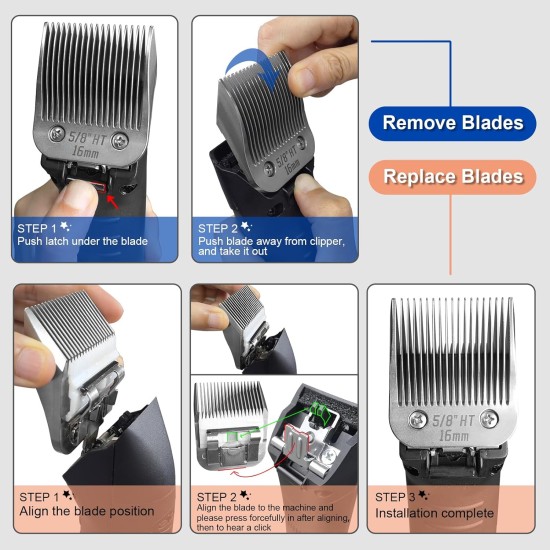 Removable Blades for Dog Grooming with 5/8 Wide Toe, Compatible with Heiniger/Moser Max45/Andis/Oster A5 Clippers, Cutting Length 1/32 Inch Removable Blades for Dog Grooming with 5/8 Wide Toe, Compatible with Heiniger/Moser Max45/Andis/Oster A5 Clippers, Cutting Length 1/32 Inch