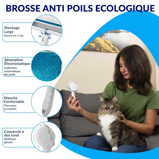 Reusable Pet Hair Roller + Hair Removal Brush - Self-Cleaning Anti-Hair Brush for Clothes, Sofa, Carpet - Washable Magic Dent Catcher - Ideal for Collecting Cats Reusable Pet Hair Roller + Hair Removal Brush - Self-Cleaning Anti-Hair Brush for Clothes, Sofa, Carpet - Washable Magic Dent Catcher - Ideal for Collecting Cats
