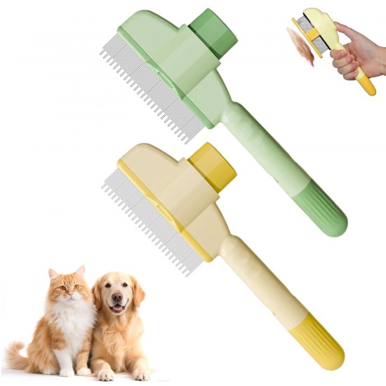 SUNNIFLY 2 Stück Fellblitz Bürste Katze, Katzenbürste Unterfell mit Auslöseknopf, Katzenkamm zur Reinigung und Pflege des Fells von langhaarigen Katzen (grün + gelb) SUNNIFLY 2 Stück Fellblitz Bürste Katze, Katzenbürste Unterfell mit Auslöseknopf, Katzenkamm zur Reinigung und Pflege des Fells von langhaarigen Katzen (grün + gelb)