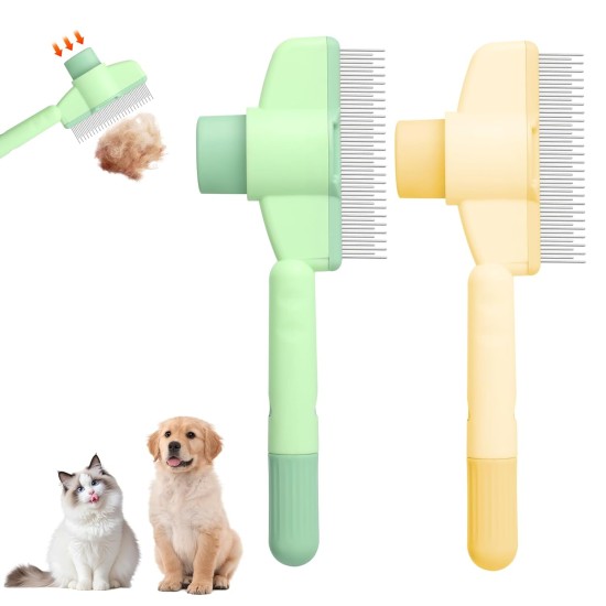 Self-Cleaning Flea Comb for Cats and Dogs, Pack of 2 Green + Yellow Flea Comb for Cats, Self-Cleaning Cat Comb, Multifunctional Cat Brush with Release Button, for Long Hair and Short Hair Cats Self-Cleaning Flea Comb for Cats and Dogs, Pack of 2 Green + Yellow Flea Comb for Cats, Self-Cleaning Cat Comb, Multifunctional Cat Brush with Release Button, for Long Hair and Short Hair Cats