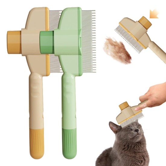 Self-Cleaning Flea Comb for Cats and Dogs, Pack of 2 Green + Yellow Flea Comb for Cats, Self-Cleaning Cat Comb, Multifunctional Cat Brush with Release Button, for Long Hair and Short Hair Cats Self-Cleaning Flea Comb for Cats and Dogs, Pack of 2 Green + Yellow Flea Comb for Cats, Self-Cleaning Cat Comb, Multifunctional Cat Brush with Release Button, for Long Hair and Short Hair Cats